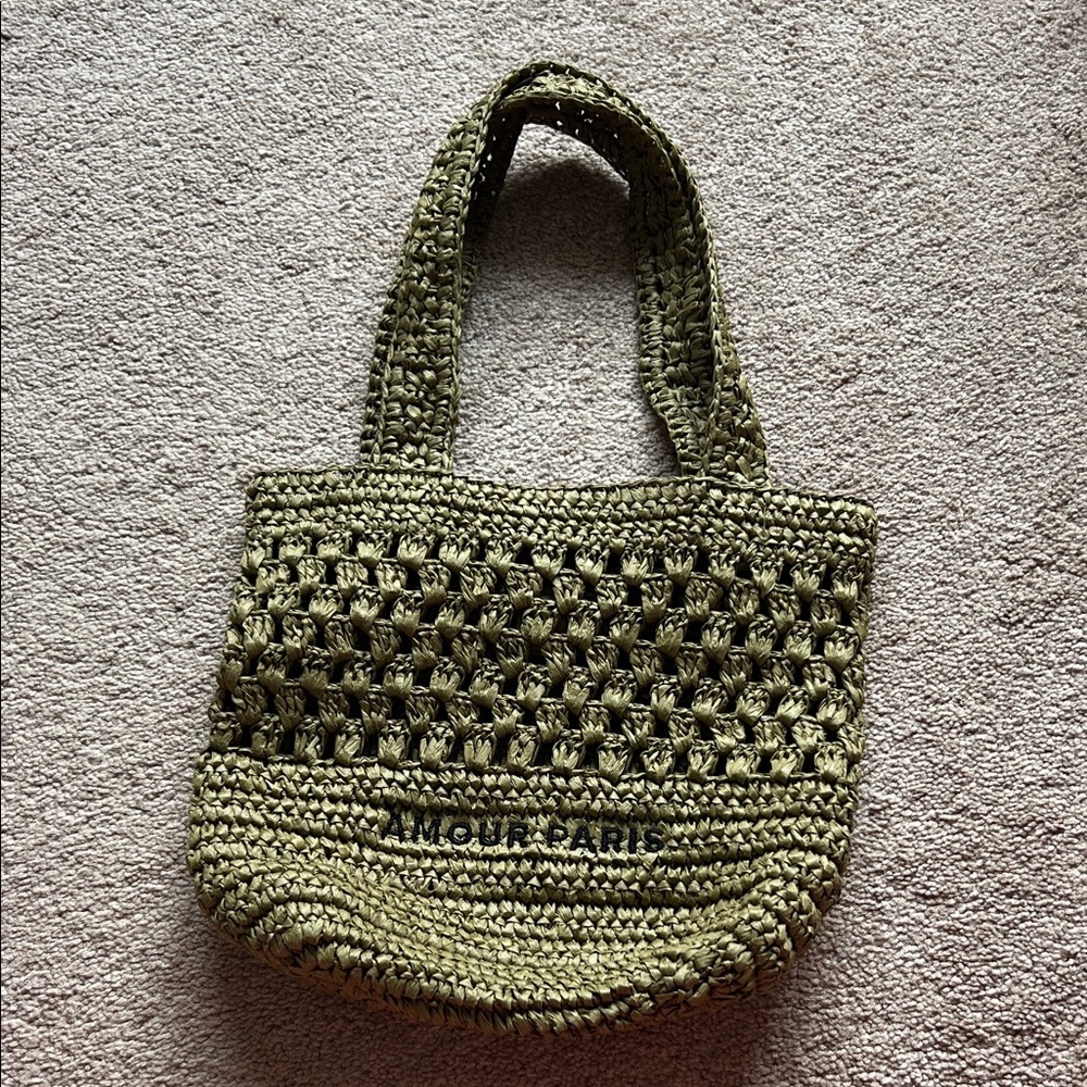 H&M Olive Crochet Tote Bag